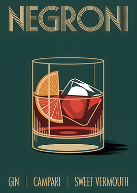 Negroni Cocktail Art Deco Style