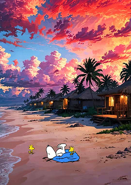 Snoopy Woodstock Beach