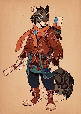 Anthropomorphic Snow Leopard Adventurer Illustration
