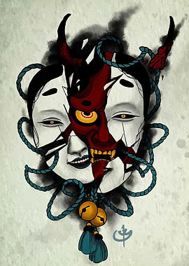 Hannya Mask and Geisha Face