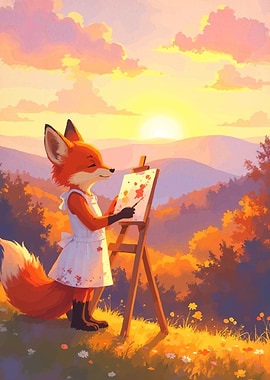 Fox Painting Sunset