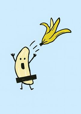 Cartoon Banana Stripped of Peel