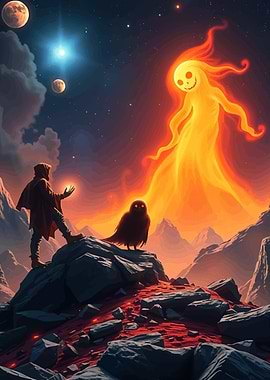 Wizard Owl and Fire Spirit