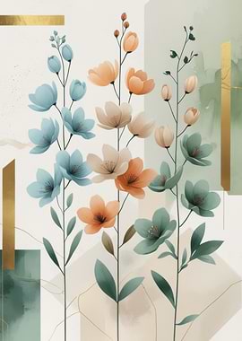 Floral Arrangement with Geometric Accents