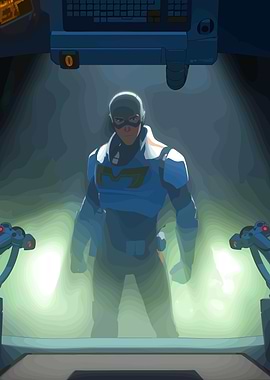 Superhero in a Futuristic Lab