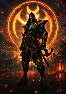 Hooded Warrior Glowing Symbol