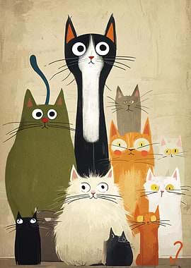 Cartoon Cats Illustration