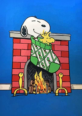 Snoopy and Woodstock Christmas Fireplace