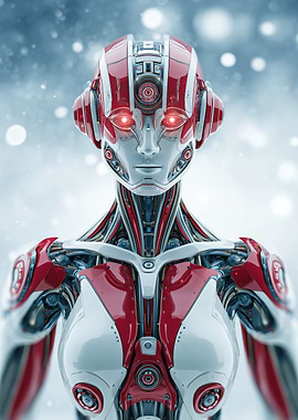Red and White Female Robot