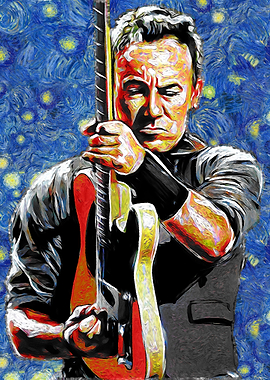 Bruce Springsteen Starry Night Painting