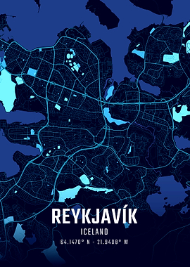 Reykjavik Midnight City Map