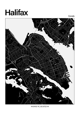 Halifax Black and White Map
