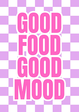 Good Food Good Mood Pink Poster