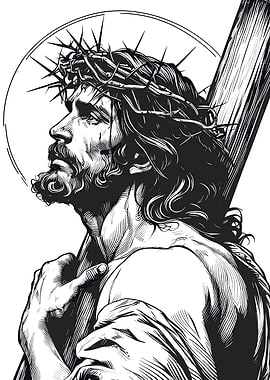 Jesus Christ carrying the cross illustration