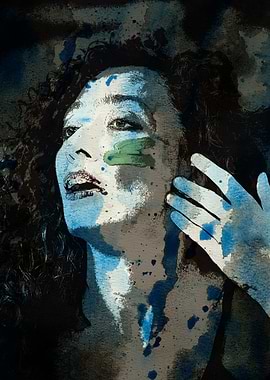 Abstract Portrait with Blue and Green