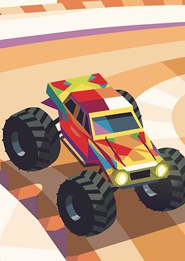Colorful Monster Truck on Track
