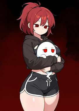 Anime Girl Hugging Ghost Plushie