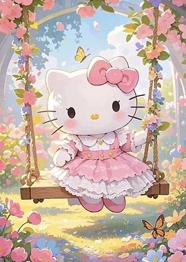 Hello Kitty Floral Swing