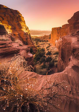 Desert Canyon Landscape at Sunset