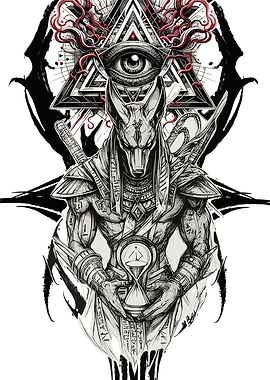 Anubis with Hourglass and Eye of Providence