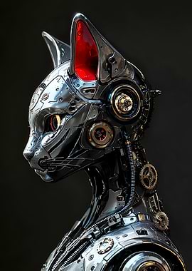 Cybernetic Cat Portrait