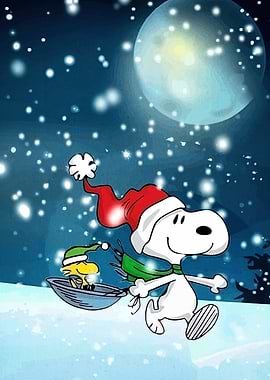 Snoopy and Woodstock Christmas Sledding