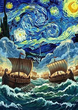 Starry Night Sea Battle