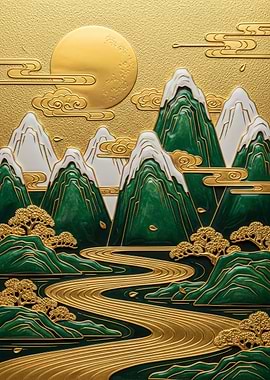 Golden Asian Landscape