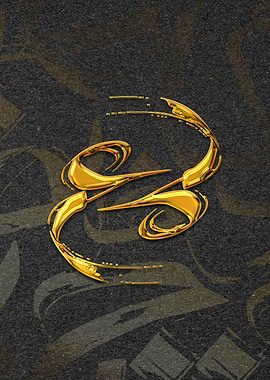 Golden Abstract Arabic Calligraphy poster on Dark Background