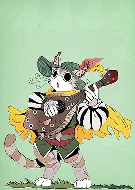 Cat Bard with Fish Lute