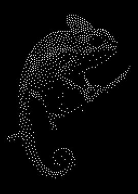 Chameleon Silhouette Dotted