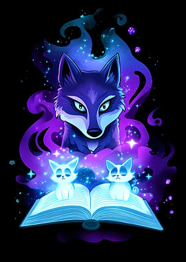 Magical Wolf and Cats Reading Book