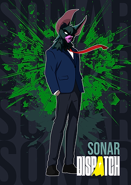 Sonar Dispatch Bat Character Illustration