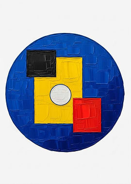 Abstract Geometric Painting with Primary Colors
