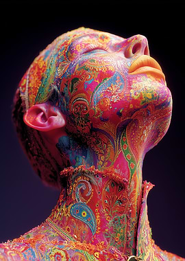 Paisley Patterned Woman Looking Upward