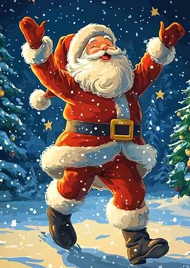 Happy Santa Claus Winter Scene