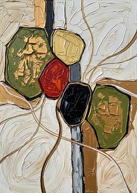 Abstract Textured Geometric Shapes Painting