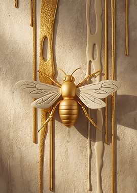 Golden Bee with Dripping Honey