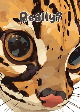 Ocelot Close-Up with 'Really?' Text