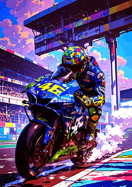 Motorcycle Racer on Track