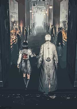 Japanese Temple Walk with Girl