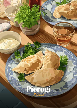 Pierogi Poland Food Illustration