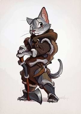 Anthropomorphic Cat Warrior Illustration