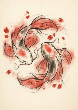 Koi Fish Watercolor Painting