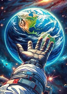 Astronaut Reaching Earth Space