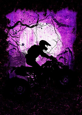 Quad bike Rider Silhouette Under Moonlight