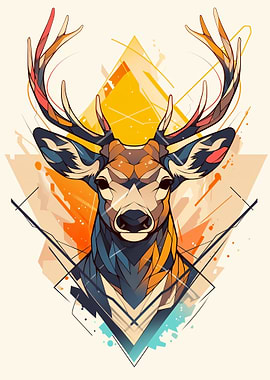 Geometric Deer Head Art