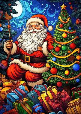 Festive Santa Claus Christmas Tree