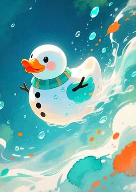 Snowman Duck in Water
