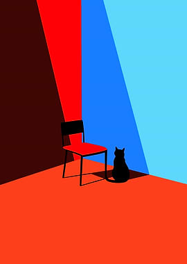 Abstract Cat and Chair Composition